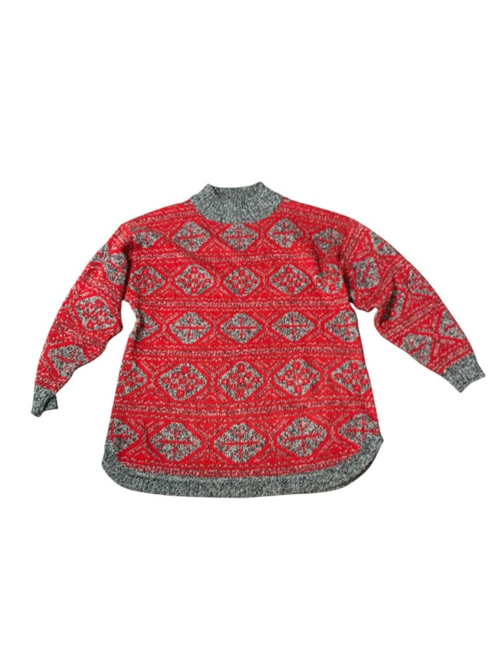 Vintage Erika Medium Knit Sweater Red and Gray